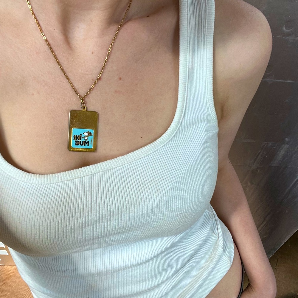 Vintage 1958 Snoopy Ski Bum Necklace Gold Colour